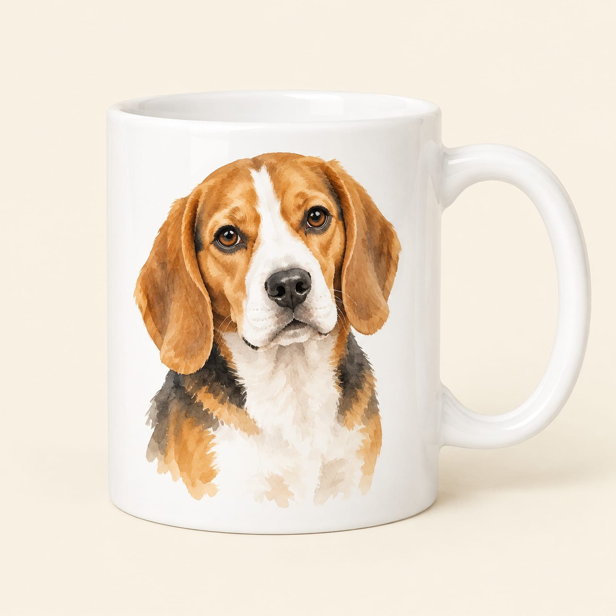 Beagle Watercolor Mug – Dog Lover Coffee Cup, 11 oz or 15 oz Ceramic
