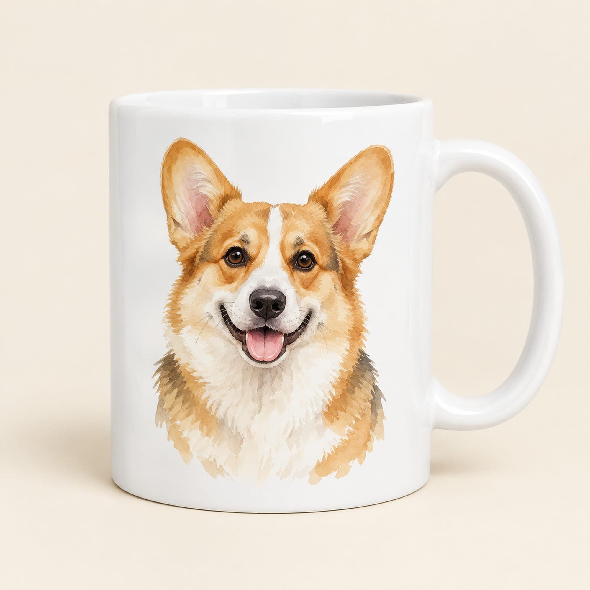 Pembroke Welsh Corgi Watercolor Mug – Dog Lover Coffee Cup, 11 oz or 15 oz Ceramic